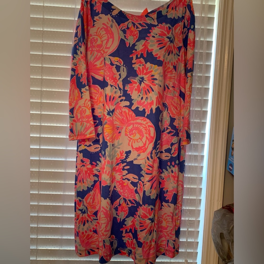 Lily Pulitzer Noelle Bennett Blue Bay Dreamin dress with cute tie back - Picture 2 of 13
